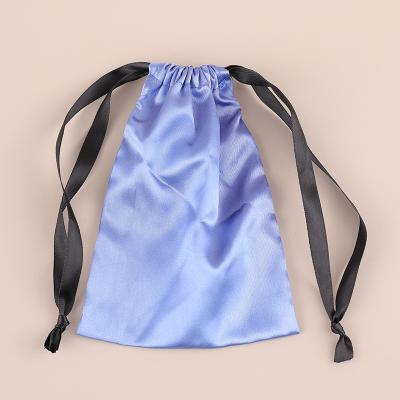 China Small Recyclable Custom Printed Satin Silk Drawstring Bags Pouch For Hair for sale