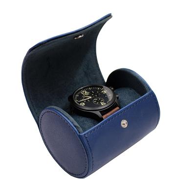 China PU Customized Travel Use Handmade Green Brown Black Blue Watch Roll Factory Leather 1 Slot Watch Roll Stays Box for sale