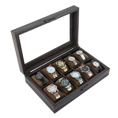 China High Quality Brown Wooden 3 6 10 12 Slot Watch Box Wooden Case for sale