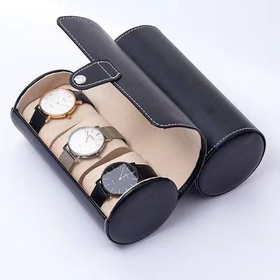 China PU Wholesales Portable PU Leather Watch Roll Case Handmade Watch Bag Travel Watch Box for sale