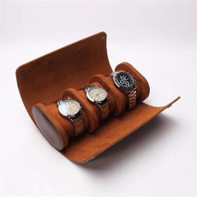 China PU Wholesale 3 Slots Around PU Leather Watch Box Luxury Watch Box Packaging for sale