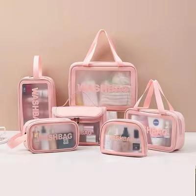 China Clear Clear Plastic Travel Makeup PVC Cosmetic Bag Toiletry Bag Zipper Cube Type Waterproof Waterproof for sale