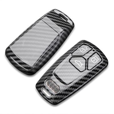 China Perfect Fit Audi A4 3wearproof Carbon Fiber Key Case Cover Buttons Car Key Shell for sale