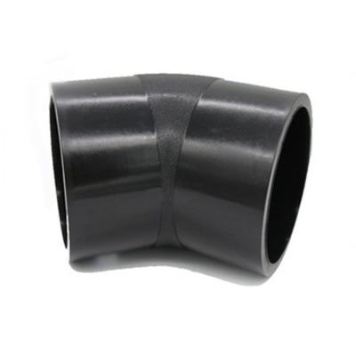 China Pipe lines connect butt fusion fittings 22.5 black elbow pipe fittings material plastic water supply new pe100 sdr11 for sale