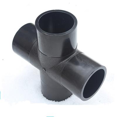 China Pipe lines connect butt fusion equal HDPE pipe fittings pe pipe connector cross plastic material pe-100 for sale