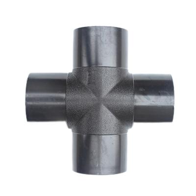 China Pipe Lines Connect Large Size 4 HDPE Pipe Fittings Way Elbow Cross Fittings Equal Butt Cross Fusion Equal Cross Tee for sale