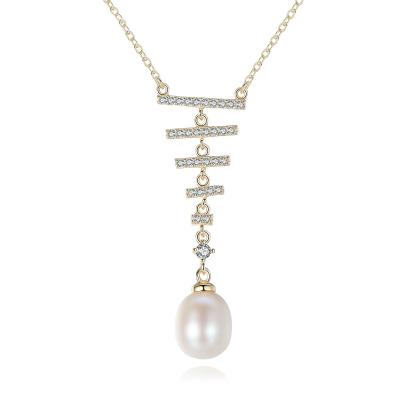 China Vintage Korean Women Pearl Pendant Necklace S925 Sterling Silver Necklace Freshwater Pearl Pendant Necklace for sale