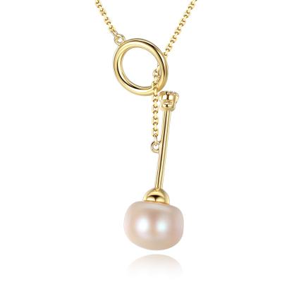 China Tasty Freshwater Pearl 925 Silver Necklace Vintage Pearl Necklace Rose Gold Plated Genuine Pearl Necklace for sale