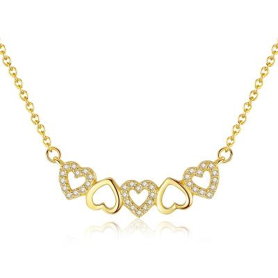 China CLASSIC Silver Ladies S925 Necklace 18K Gold Plated Heart Pendant Necklace Micro Zircon 3A Necklace for sale