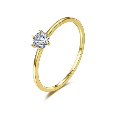 China Romantic Engraving Zircon Shinning As Diamond Ring Women Classic One CZ Main Stone Rings Real Gold Plated Simple Rings for sale