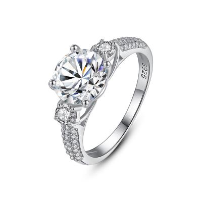 China Romantic Elegent Sterling Silver 925 Silver Wedding Round Engagement Ring Korean Unique Zircon Ring For Women for sale