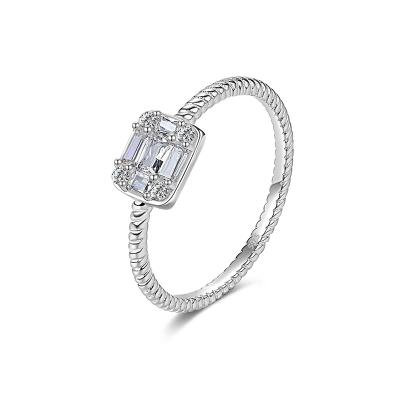 China The Other Silver 925 Sterling Silver Delicacy Herringbone Zircon Engagement Ring Design Solitaire Ring For Love for sale