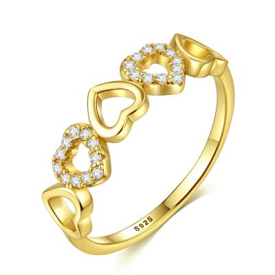 China Wholesale CLASSIC Ring Korean Women's Heart S925 Gold Silver Zircon Ring Wedding Ring for sale