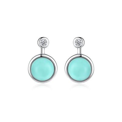 China Healing Eternity Earring 925 Sterling Silver Tarnish Free Delicate CLASSIC Green Healing Coin Earring For Party for sale