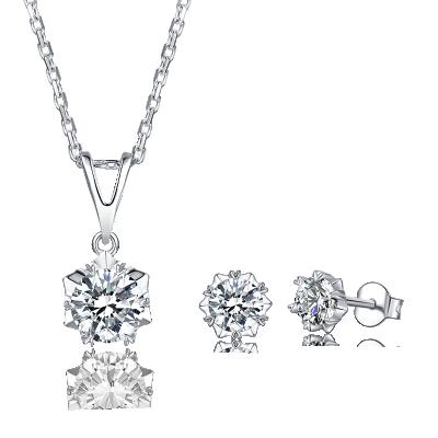 China CLASSIC Classic VVS1 Moissanite Jewelry Set S925 Silver Snowflake Moissanite Necklace and Earring Jewelry Set for sale