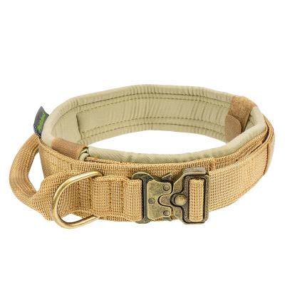 China Reflective Heavy Duty Tactical Patch Custom Neoprene Padded Adjustable Nylon Dog Collar With Handle for sale