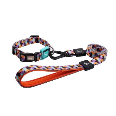 China Polyester Reflective Custom Dogs Brand Products Innovative Laser Martingale Dog Collar And Leash Set for sale