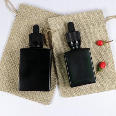 China Rectangle Dropper Bottle Black Cap 10ml Cosmetic Rectangle Perfume Rectangle Bottle 40ml Frosted Bottle for sale