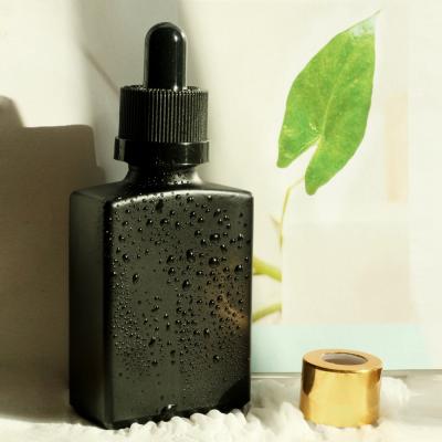 China Personal Care 15ml 30ml Black Rectangle Dropper Bottle Square 30ml Glass Rectangle Glass Bottle for ejuice eliquid à venda