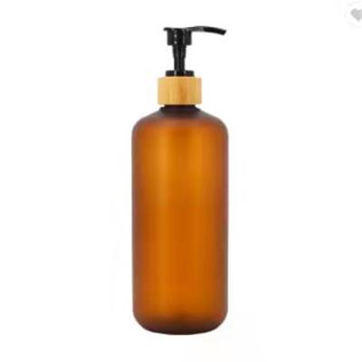 Cina Personal Care Wholesales Bamboo Shampoo Bottle 500ml Frosted Shampoo Bottle Amber Shampoo Bottle For Hair Products in vendita