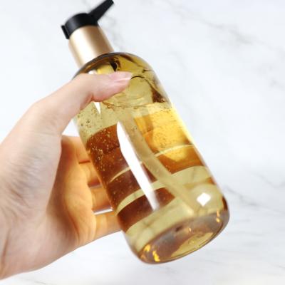 China High End Cosmetic Plastic Bottle Plastic Gold Shampoo Bottle Bottle For Hair Oil for sale