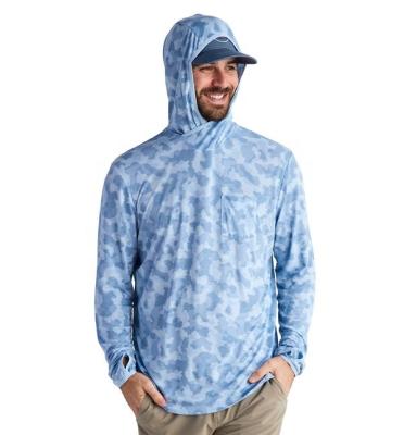 China High Quality Custom Men's UPF50+ UV Protection Quick Dry Hoodie Fishing Shirts Long Sleeve UV Sublimated Shirts With Thumb Notches for sale