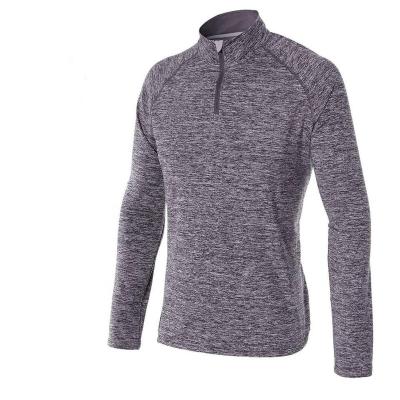 China Heather Gray Performance Sports Stand Collar High Quality Men's Golf Sweatshirt Pullover Plain Zipper QUICK DRY 1/4 Tank Top for sale