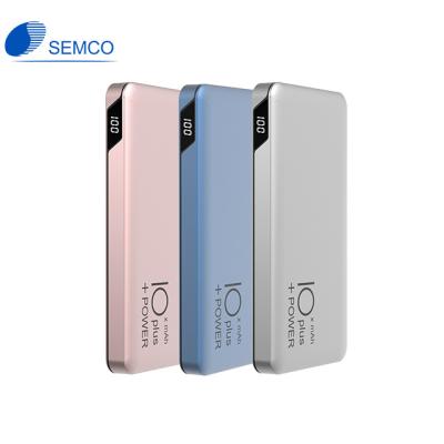 China Fast charging mobile phone support semco 18W 10000mAh mobile phone power bank 9V2A micro usb c input fast charging portable charger for sale