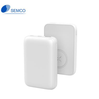 China fast power bank mobile phone semco 7.5W 5000mAh support charging USB 5V/1.5A C lighting wireless input fast charging phone portable charging for sale