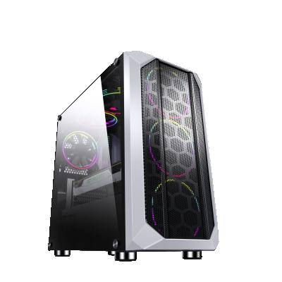 China With High Quality Modern Glass Panel Gaming Window Rainbow Side Panel RGB Gaming Computer Desk Micro Case for sale