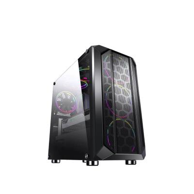 China Without Power Supply High Quality Modern Rainbow RGB Panel Gaming Desktop Computer Glass Case for sale