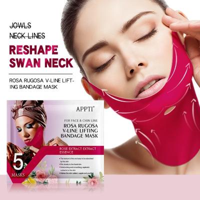 China Hot Selling V Shaped Lifting Line Hydrogel V Ear Hook Face Mask Moisturizer Slimming Chin Check Neck Lift Anti Wrinkle Collagen Mask for sale