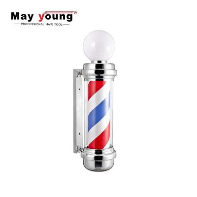 China Traditional Outdoor Light Red White Blue Spinning Stripes Traditional Barber Shop Spinning Pole for sale