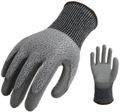 China Breathable Level 5 Protection HPPE Coated PU Safety Work Cut Resistant Gloves For Kitchen Woodworking for sale