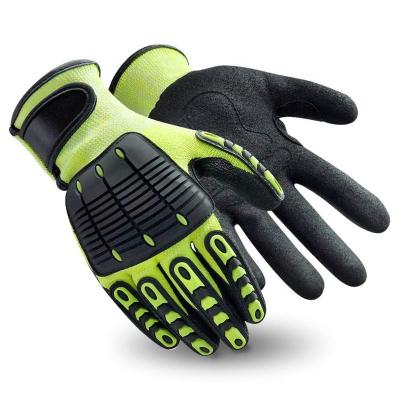 China Impact Oil Proof Cotton Liner Coated Sandy Nitrile Excellent Grip Anti Vibration Level 5 Safety Work Impact TPR Cut Resistant Gloves for sale