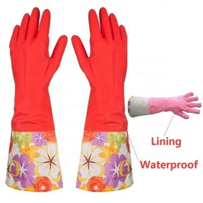 China Latex Gloves Warm Liner Thickening Waterproof PU Dishwashing Household Latex Gloves For Kitchen Cleaning for sale