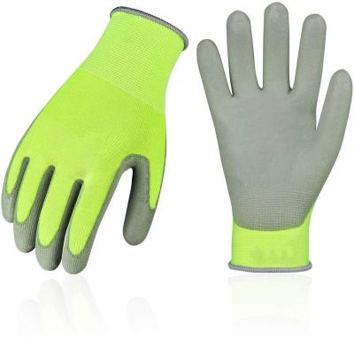 China Breathable Resistant Elastic Polyester Anti Slip Work Safety PU Coated Gloves For Wood Construction for sale