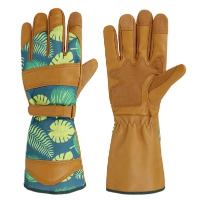 China Rose Pruning Puncture Resistance Thorn Proof Safety Cowhide Work Gardening Gardening Gloves for sale