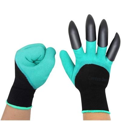 China Anti Slip Gardening Light Duty Breathable Sponge Rubber With Claws Gardening Digging Planting Gloves for sale