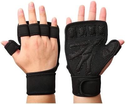 China Fitness Gloves Bodybuilding Exercise Protective Grip Cross Training Weightlifting Fitness Gym Fingerless Gloves for sale