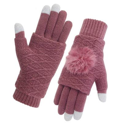 China Windproof Striped Women Knit Warm Winter Touch Screen Cycling Running Gloves For Outdoor Sports for sale