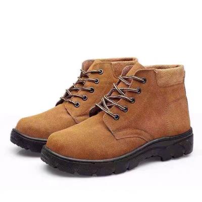 China Proctictive Shoes Safety Wearable Outdoor Work Boots Suede Anti Slip PU Leather Anti Skid Safety Work Boots For Men for sale