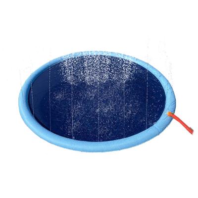 China Eco-Friendly PVC Inflatable Summer Water Toys Dog Pet Bath Pool 170cm Toys Water Splash Play Mat for Kids for sale