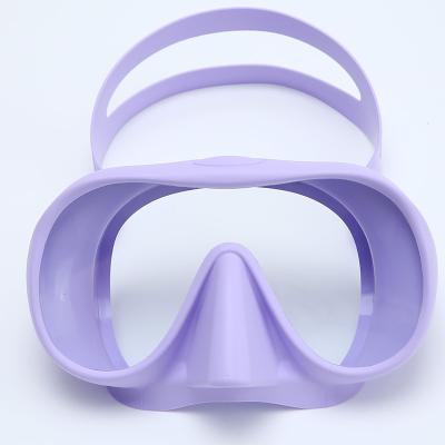 China Custom Wholesale Custom Made Full Face Tempered Glass Silicone PC Mask Scuba Diving Frameless Inline Mask For Adult 17X8X10.5cm for sale