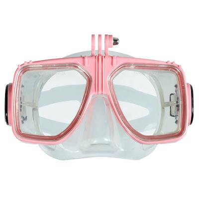 China Professional Full Face Mask Camera Support Equipment Scuba Dive Mask Diving Liquid Tempered Glass 4.0mm Half Silicone+PC for sale