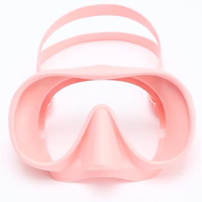 China Adult Inline Diving Frameless Dive Mask Frameless 17X8X10.5 cm Full Silicone Half Mask 4.0mm Tempered Glass Mask for sale