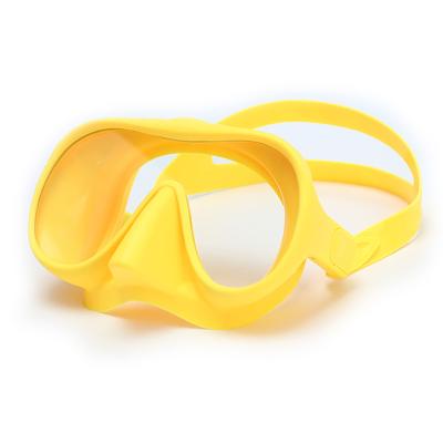 China Customized Diving Snorkeling Goggles 17X8X10.5cm Full Silicone Frameless Integrated 3D Logo Human Body Plating Design for sale