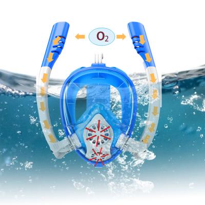 China 360 Degree Double Snorkeling Mask Full Face Snorkeling Head-mounted Multi-color Professional Diving Equipment Children's Diving Mask for sale