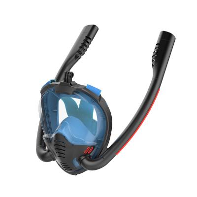 China Professional CE Certification Full Double Face Scuba Face Mask PC+silicone+nylon+spandex Air Intake For Adult for sale