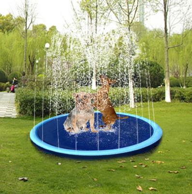 China Silicone 170cm Spray Water Mat Inflatable Splash Sprinkler Children Pets Play Mat Outdoor Water Park Toys Play Equipment for sale